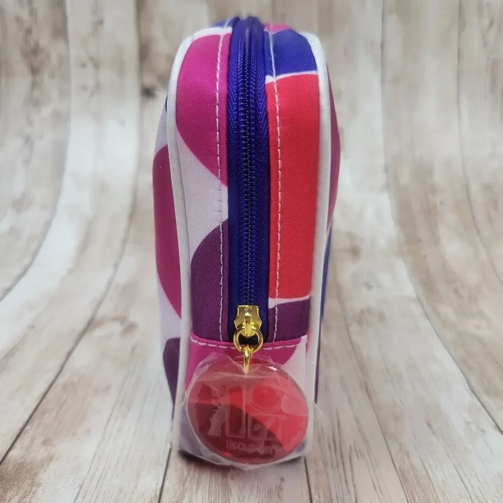 Estee Lauder Lisa Perry Blue Purple Pink Polka Dot Cosmetic Makeup Bag